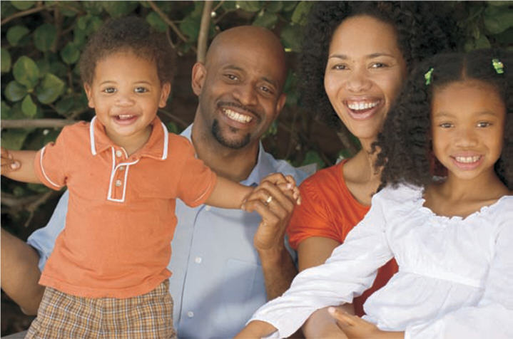 Photo of an African-American family of four